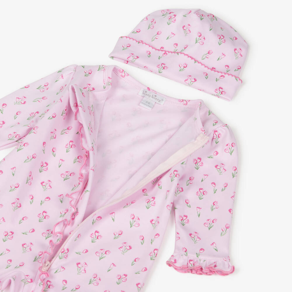 Kissy Kissy-Girls Pink Pima Cotton Timeless Tulips Babygrow Set | Childrensalon Outlet