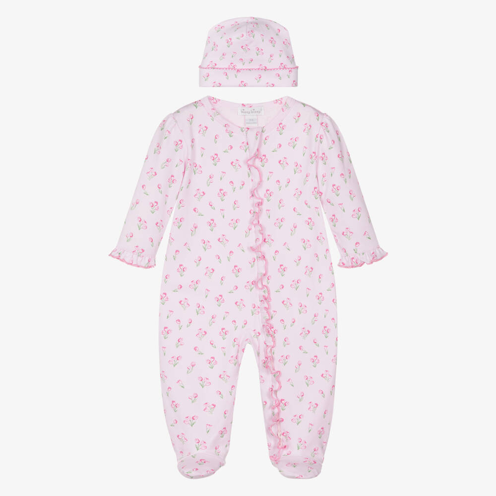 Kissy Kissy-Girls Pink Pima Cotton Timeless Tulips Babygrow Set | Childrensalon Outlet
