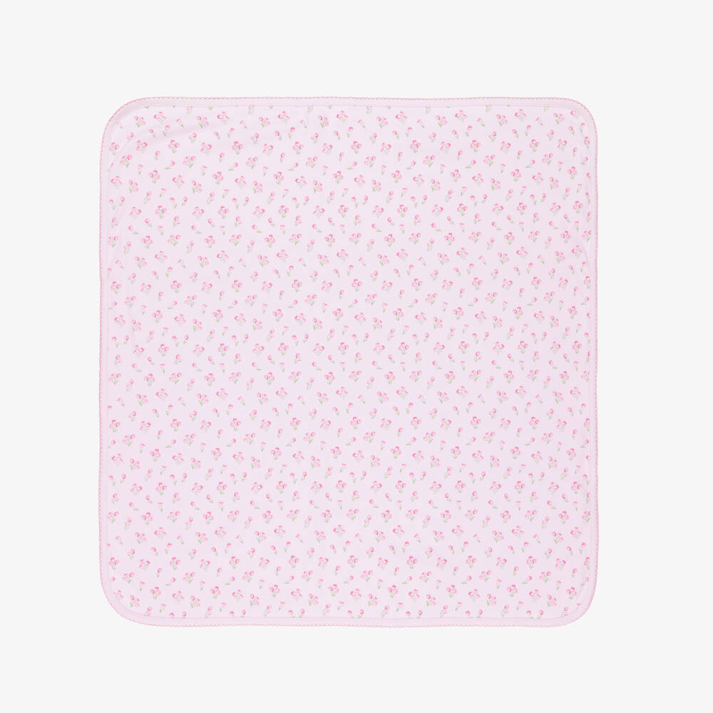 Kissy Kissy-Girls Pink Pima Cotton Timeless Tulips Blanket (73cm) | Childrensalon Outlet