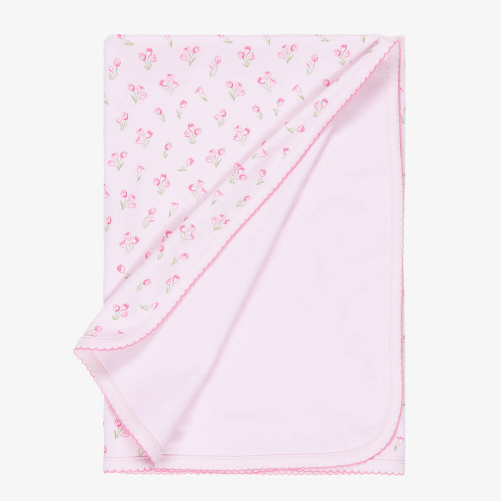 Kissy Kissy-Girls Pink Pima Cotton Timeless Tulips Blanket (73cm) | Childrensalon Outlet