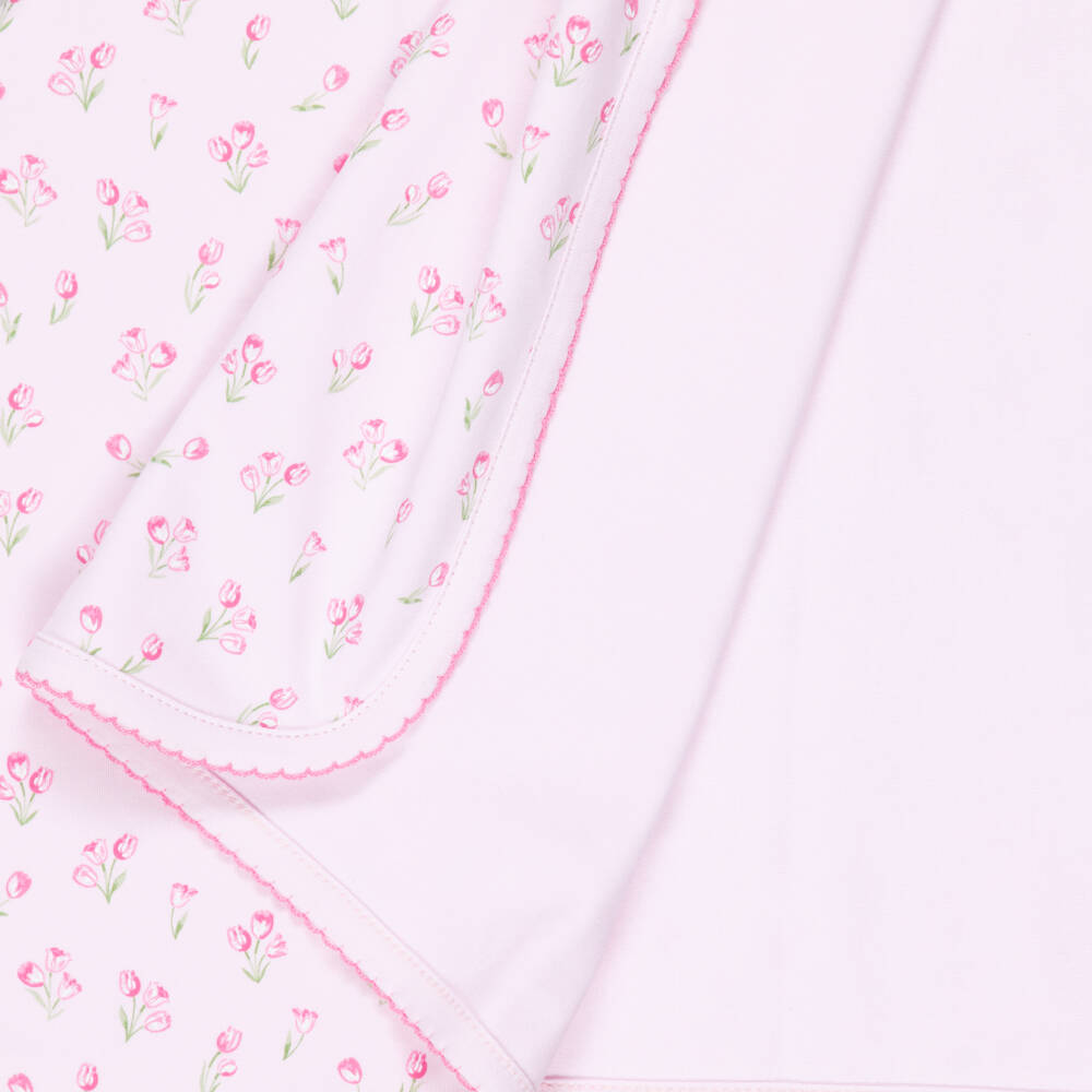 Kissy Kissy-Girls Pink Pima Cotton Timeless Tulips Blanket (73cm) | Childrensalon Outlet