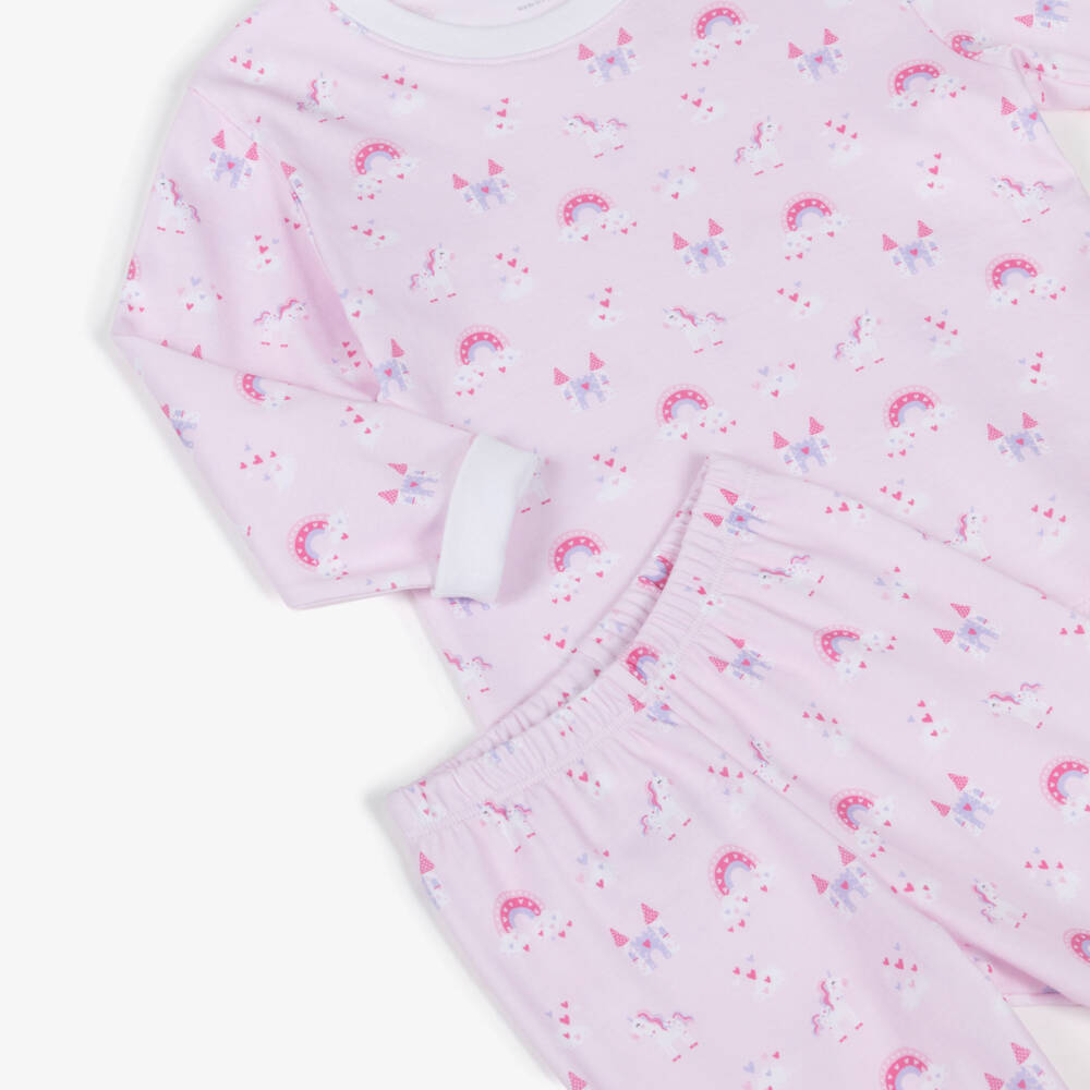 Kissy Kissy-Girls Pink Pima Cotton Unicorn Dreamland Pyjamas | Childrensalon Outlet