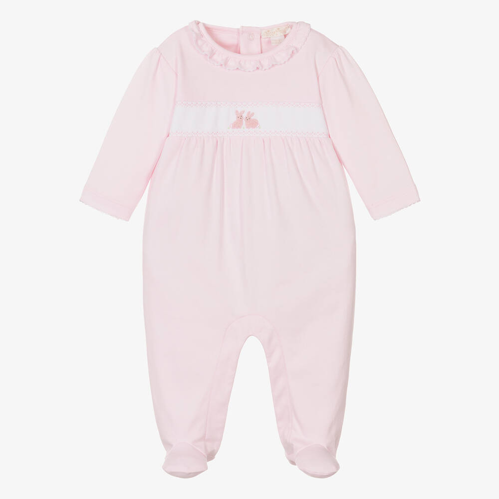 Kissy Kissy-Girls Pink Pima Cottontail Hollows Babygrow | Childrensalon Outlet