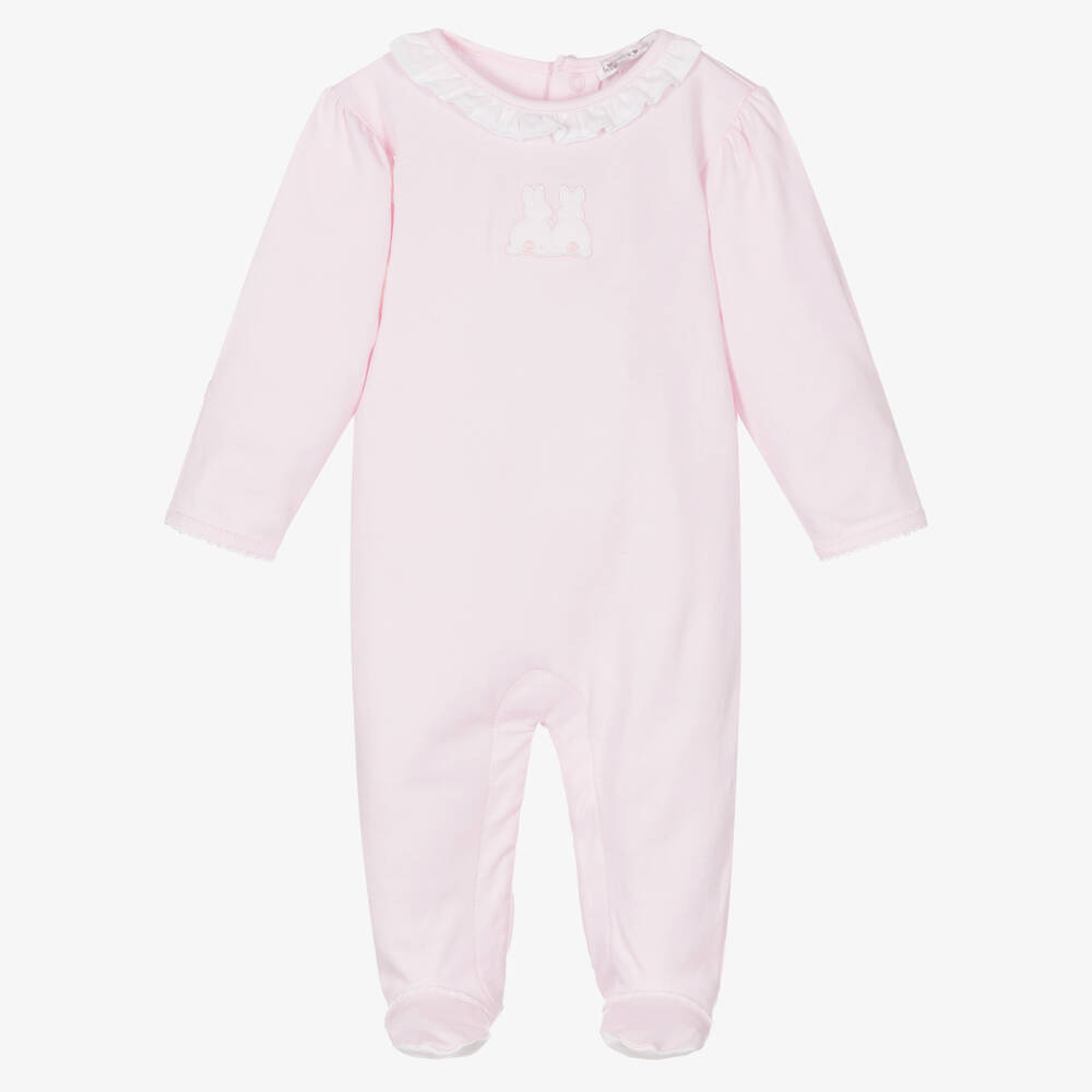 Kissy Kissy - Rosa Piqué Bunny Rabbits Strampler | Childrensalon