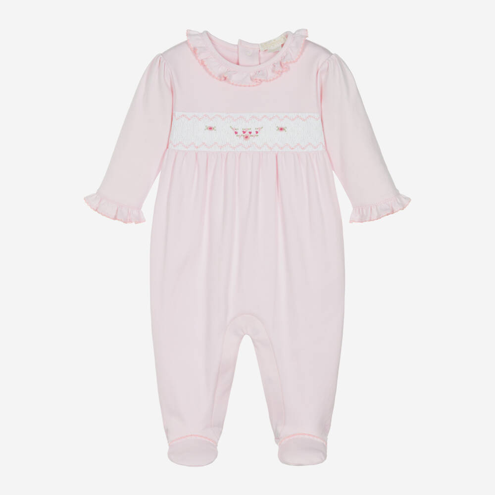 Kissy Kissy-Girls Pink Ruffle Collar Babygrow | Childrensalon Outlet