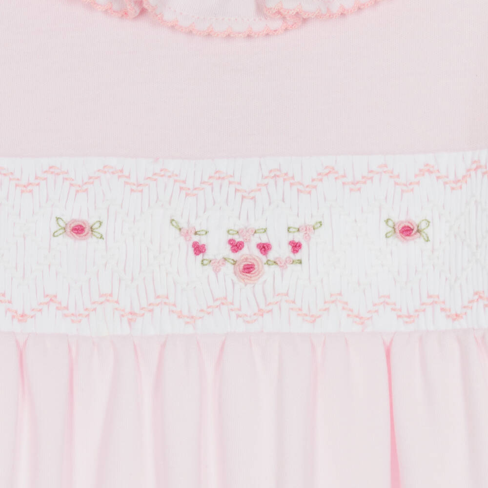 Kissy Kissy-Girls Pink Ruffle Collar Babygrow | Childrensalon Outlet