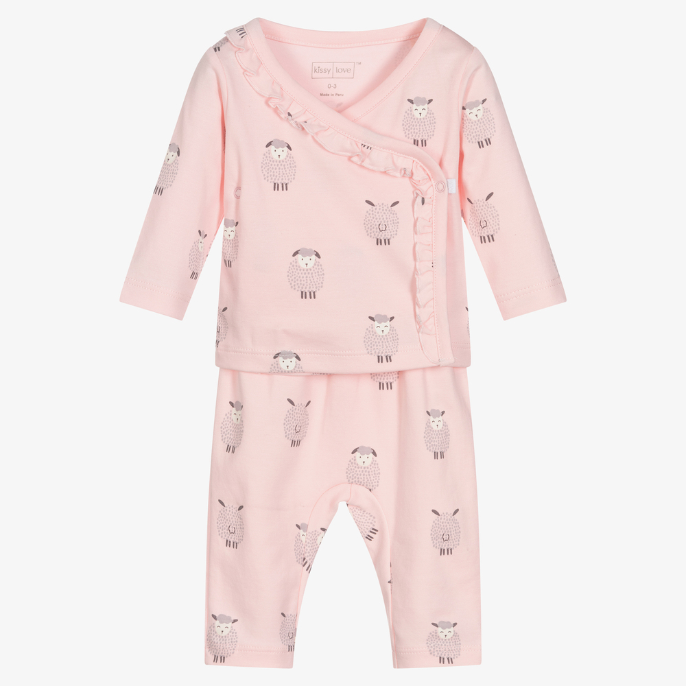 Kissy Kissy - Girls Pink Sheep Trousers Set | Childrensalon