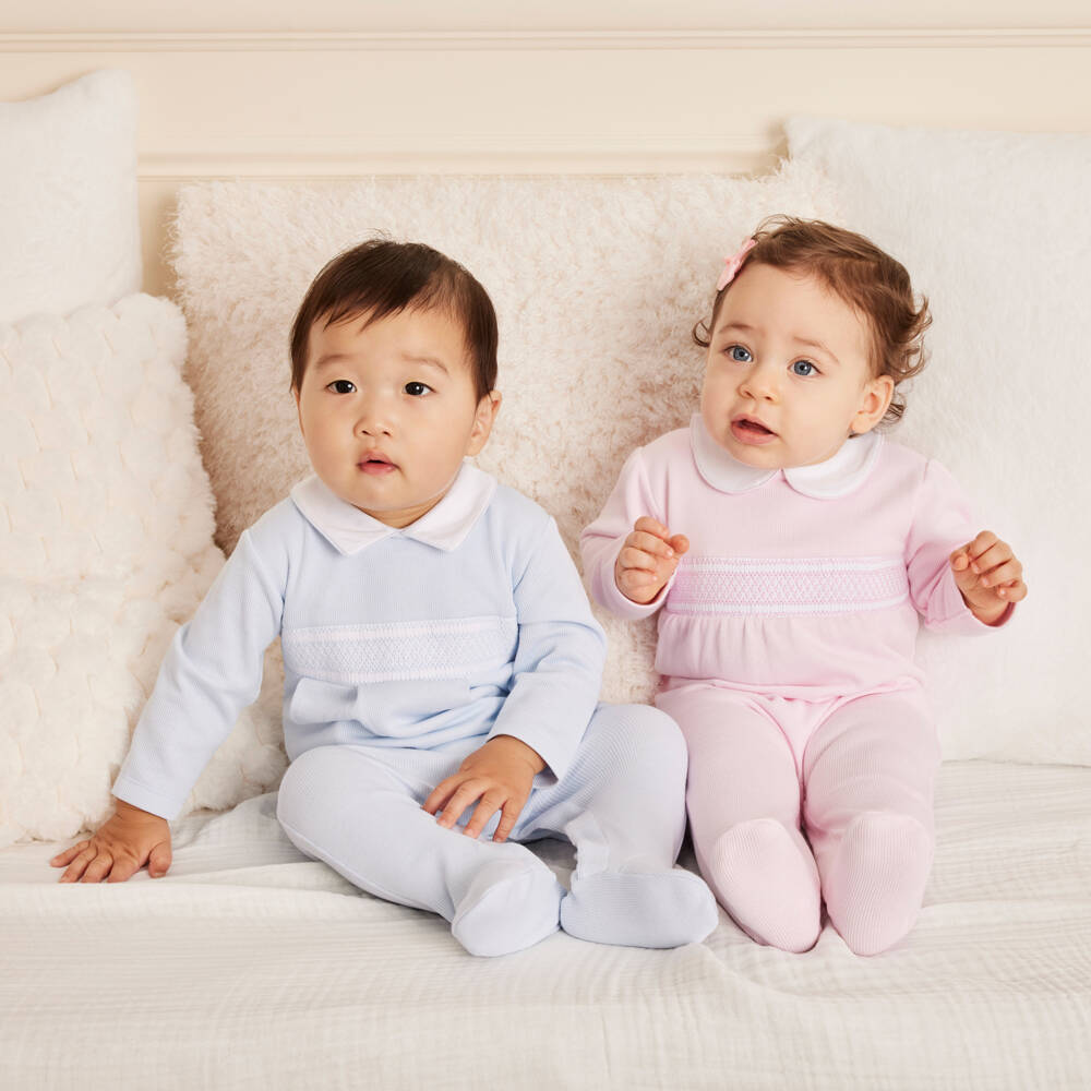 Kissy Kissy-Girls Pink Smocked Cotton Babygrow | Childrensalon Outlet