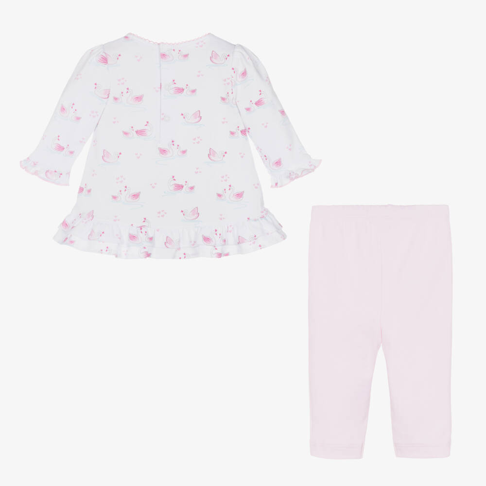 Kissy Kissy-طقم ليقنز بطبعة بجعات لون زهري للمولودات | Childrensalon Outlet