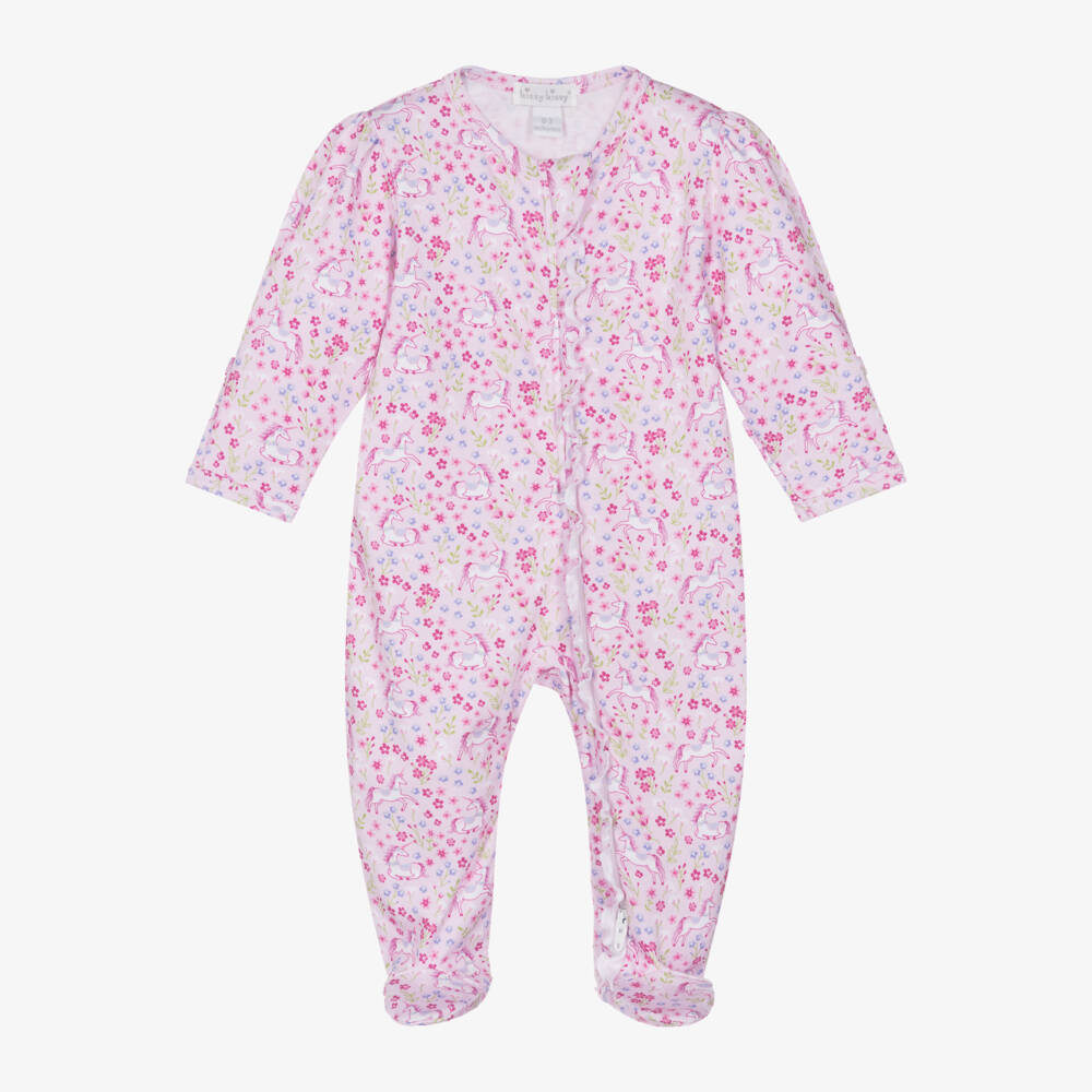 Kissy Kissy-Girls Pink Unicorn Cotton Babygrow | Childrensalon Outlet