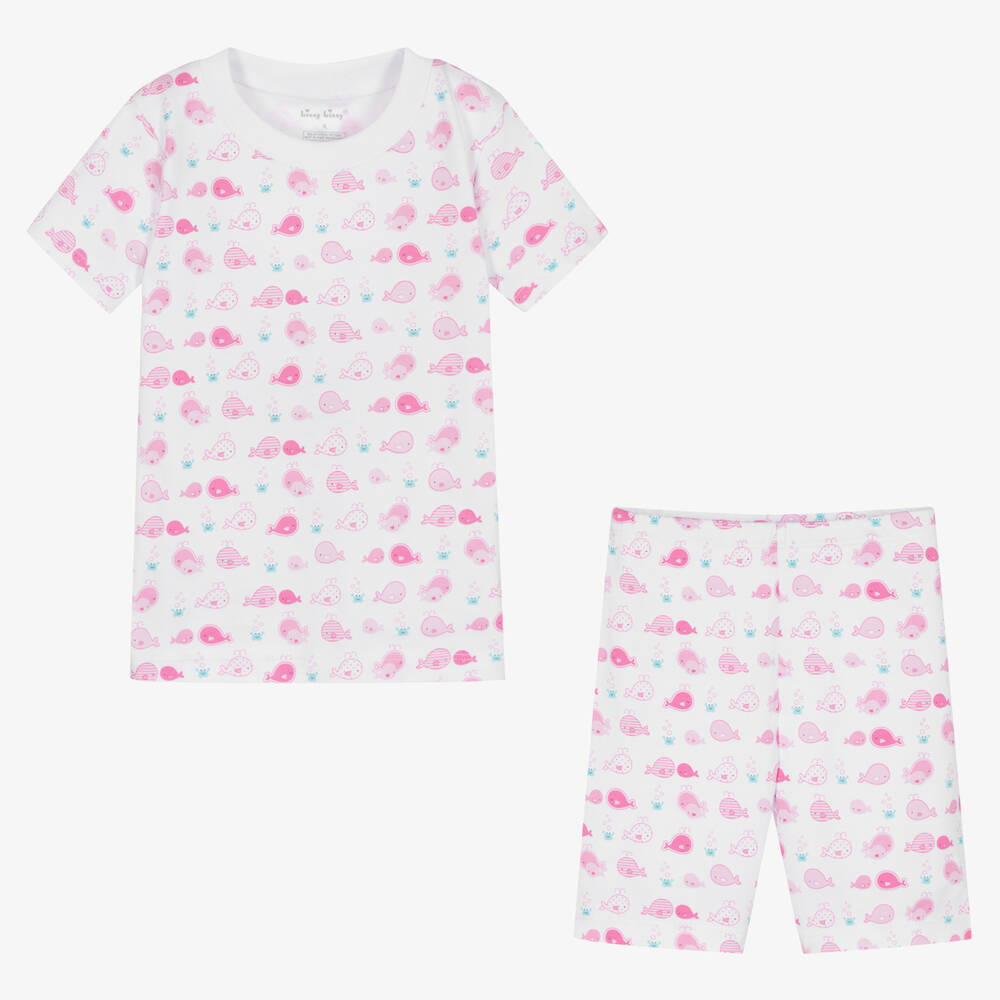 Kissy Kissy-Girls Pink Whalewatch Pima Cotton Short Pyjama Set | Childrensalon Outlet