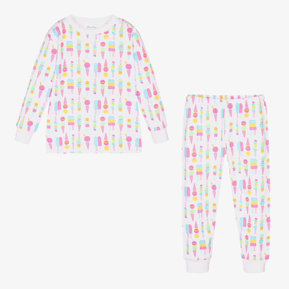 Kissy Kissy-بيجاما قطن بيما لون أبيض للبنات | Childrensalon Outlet