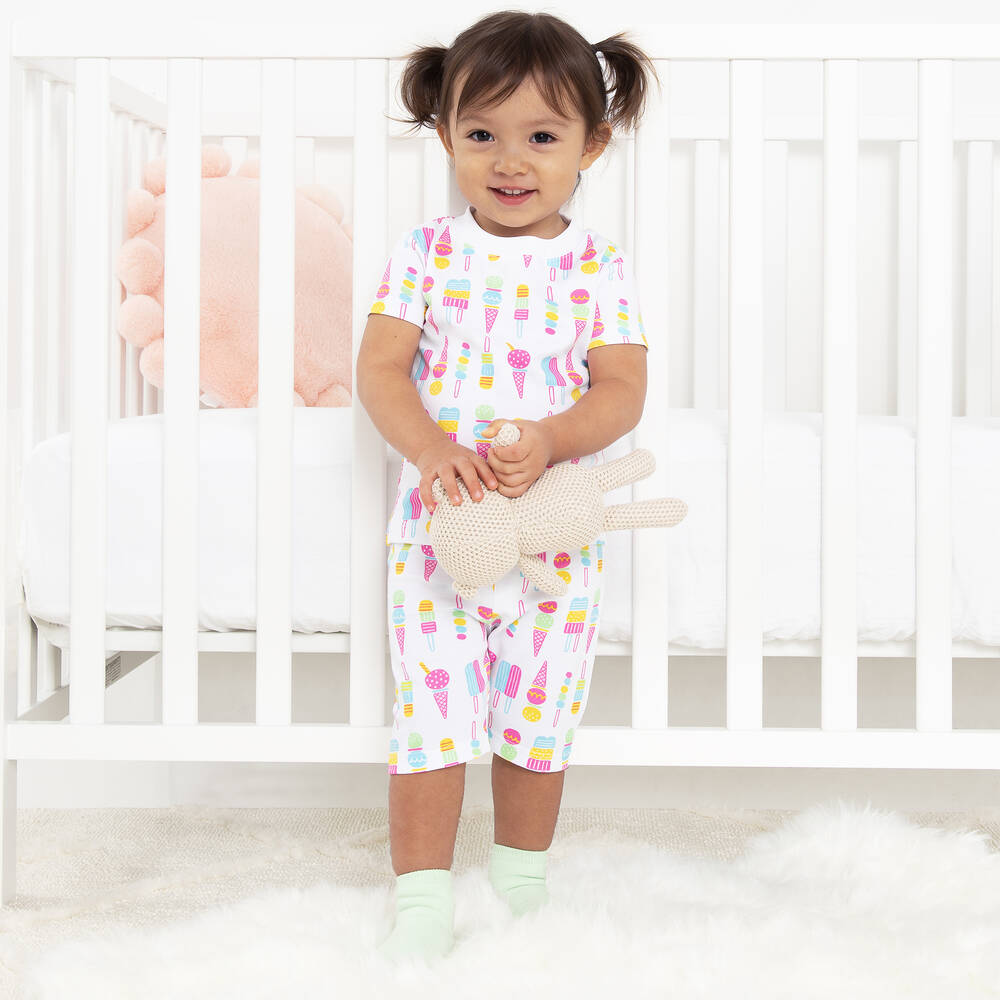 Kissy Kissy-بيجاما قطن بيما لون أبيض للبنات | Childrensalon Outlet