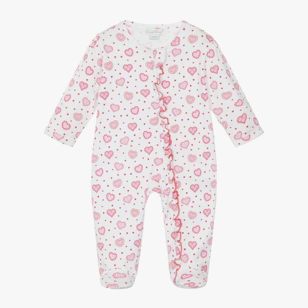 Kissy Kissy-Girls Pure White Heart-Patterned Sleepsuit | Childrensalon Outlet