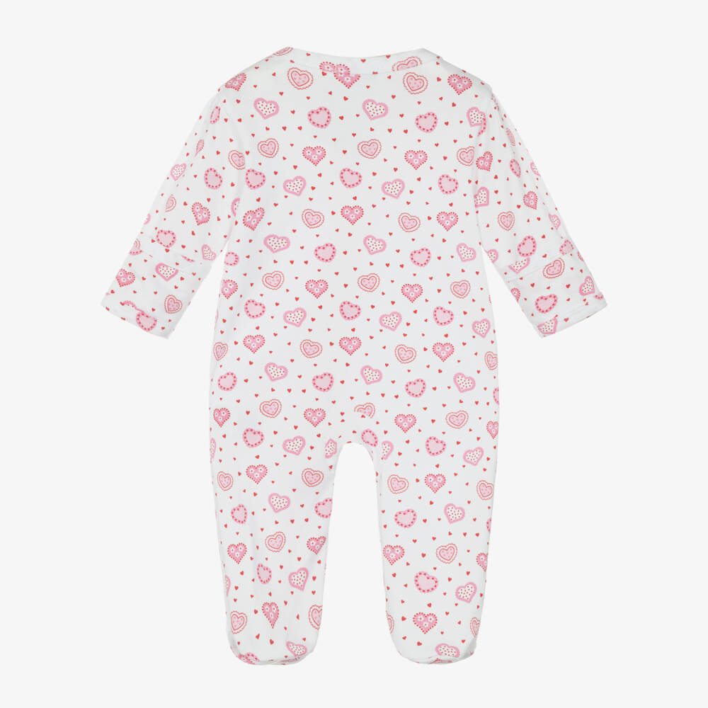 Kissy Kissy-Girls Pure White Heart-Patterned Sleepsuit | Childrensalon Outlet