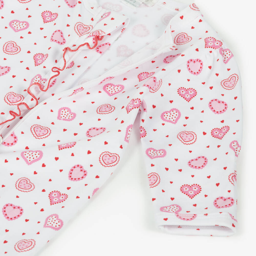 Kissy Kissy-Girls Pure White Heart-Patterned Sleepsuit | Childrensalon Outlet