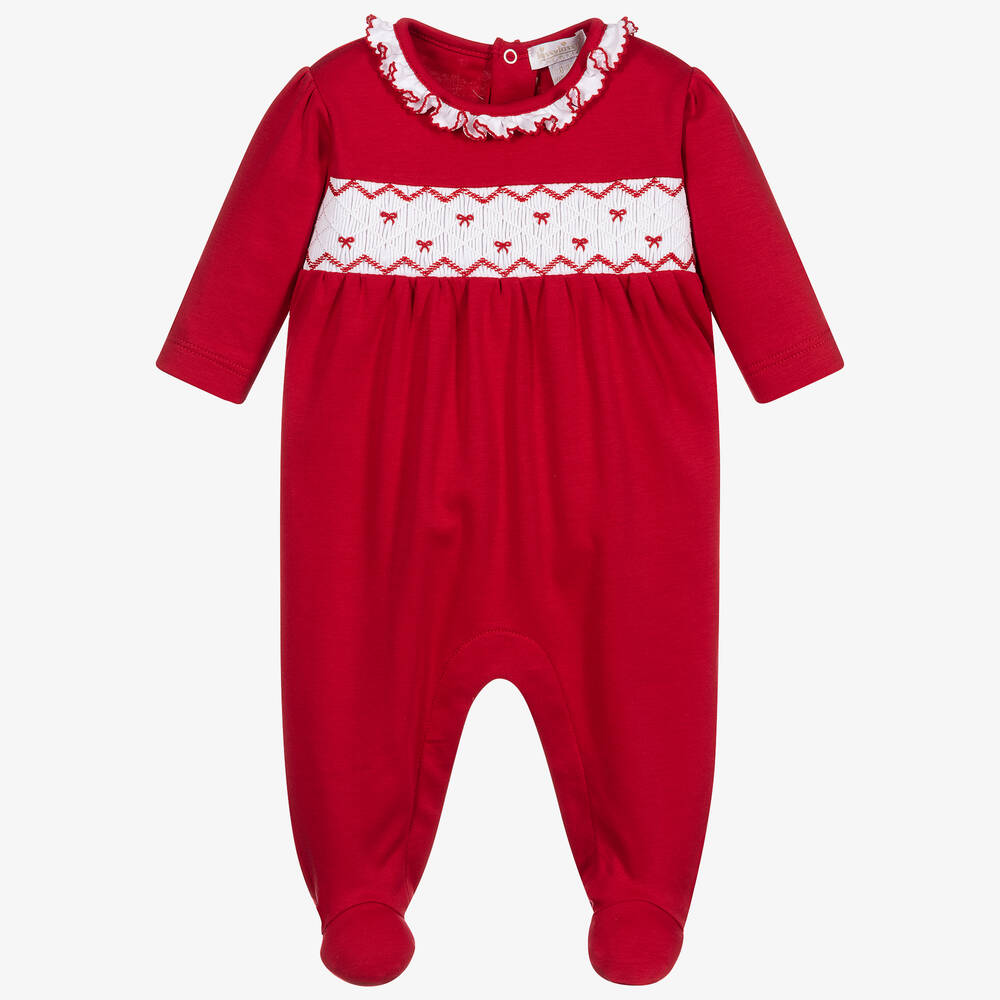 Kissy Kissy - Girls Red Festive Babygrow | Childrensalon