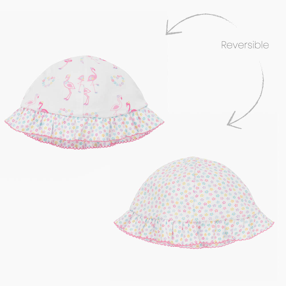 Kissy Kissy - Girls Reversible Flowers N Flamingos Hat | Childrensalon