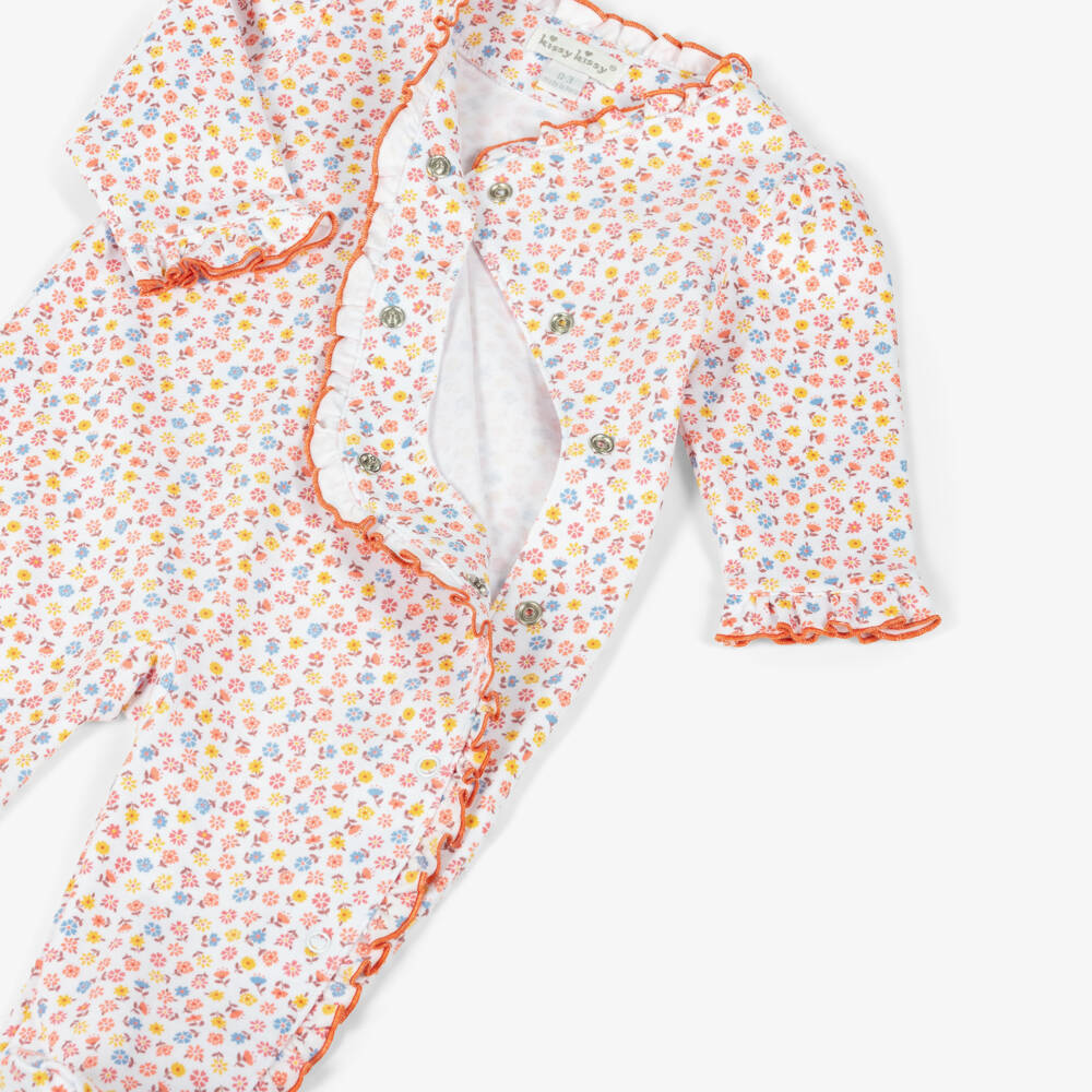 Kissy Kissy-بدلة أطفال ناعمة برتقالية مزينة بالزهور للبنات | Childrensalon Outlet