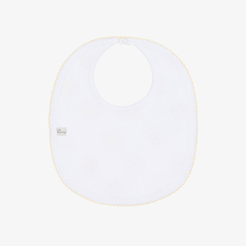 Kissy Kissy-Girls Sunshine Joy White Cotton Bib | Childrensalon Outlet