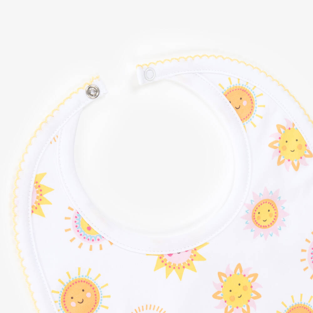 Kissy Kissy-Girls Sunshine Joy White Cotton Bib | Childrensalon Outlet