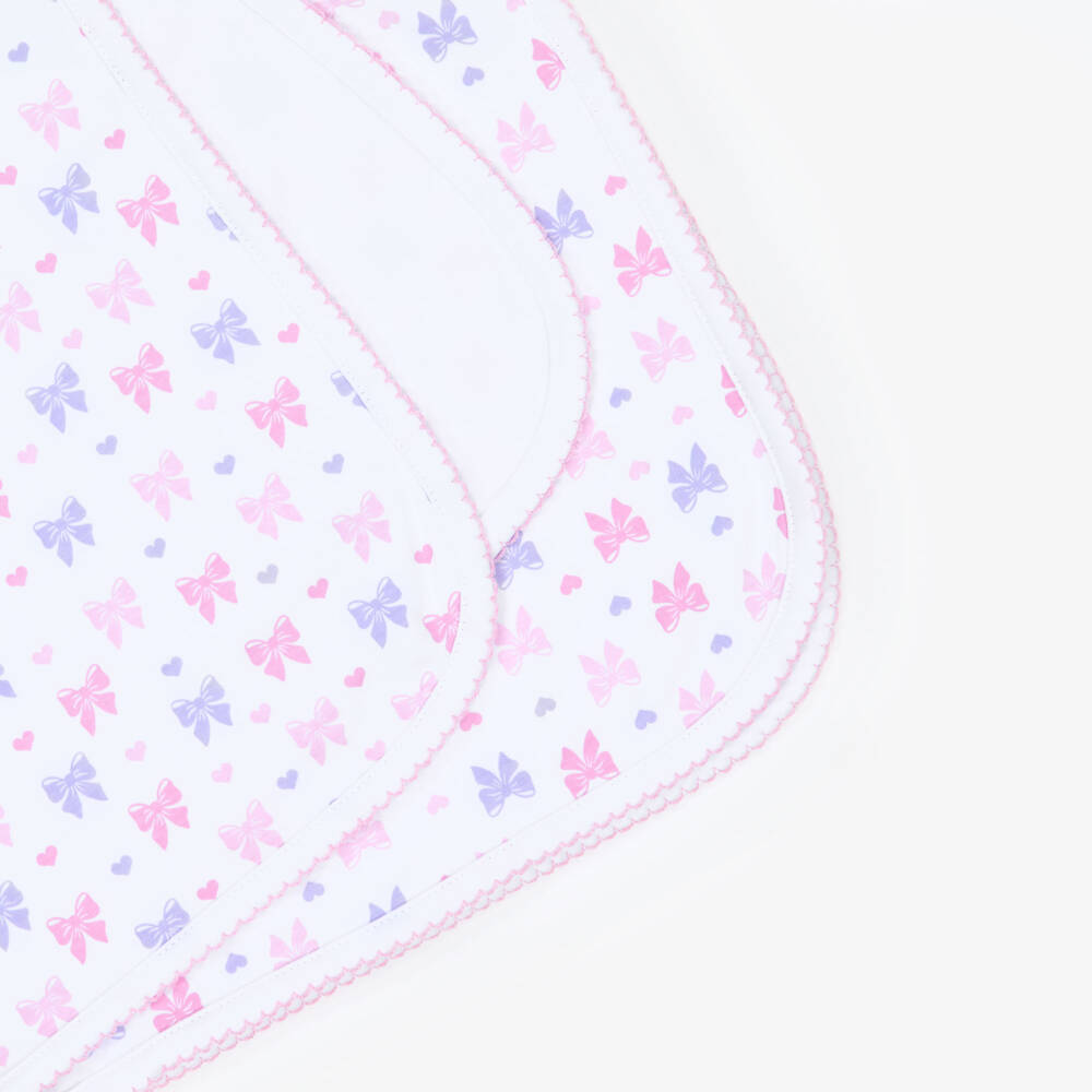 Kissy Kissy-Girls White Bow Pima Cotton Blanket | Childrensalon Outlet