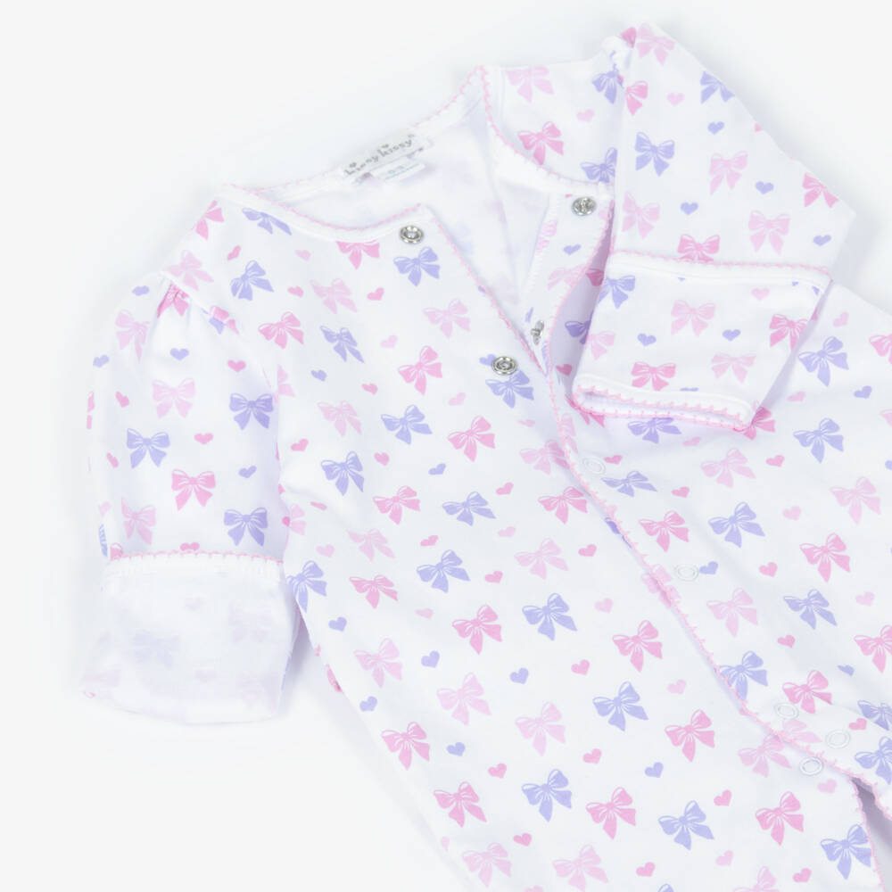 Kissy Kissy-Girls White Bow Print Pima Babygrow | Childrensalon Outlet