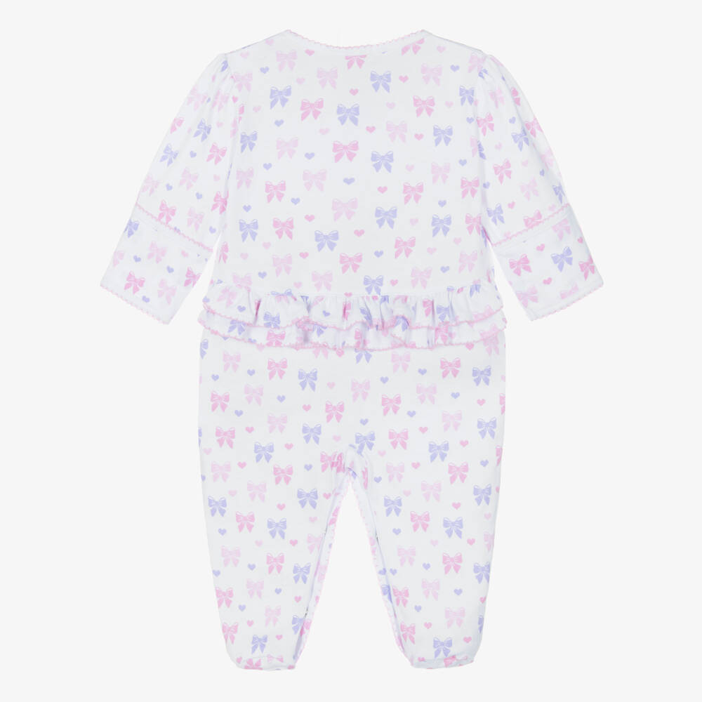 Kissy Kissy-Girls White Bow Print Pima Babygrow | Childrensalon Outlet