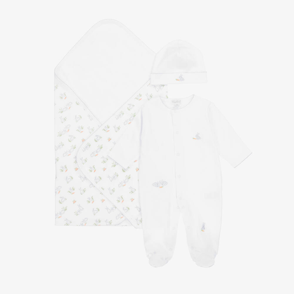 Kissy Kissy-Girls White Bunny Embroidered Babysuit Set | Childrensalon Outlet