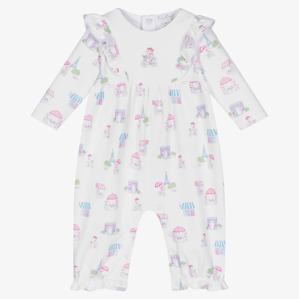 Kissy Kissy - Girls White Cotton Paris Babygrow | Childrensalon