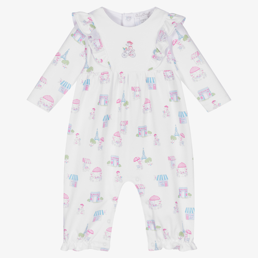 Kissy Kissy - Grenouillère Paris en coton blanc Fille | Childrensalon