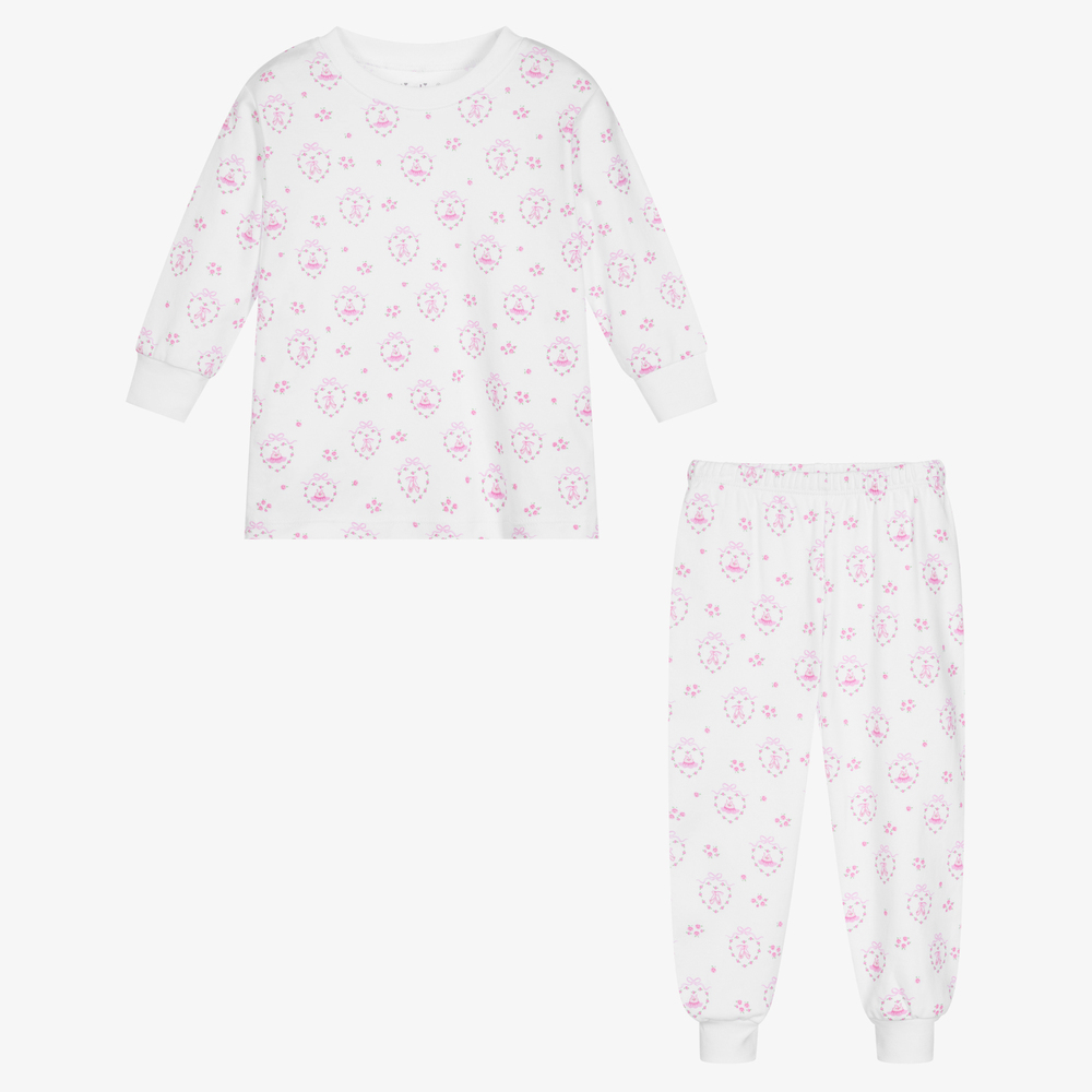 كيسي كيسي-بيجاما قطن بيما جيرسي لون أبيض للبنات | Childrensalon Outlet