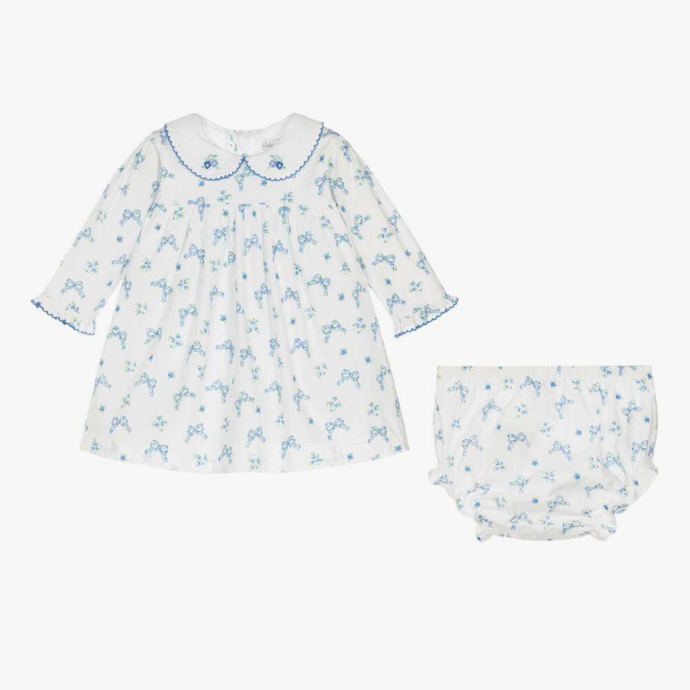 Kissy Kissy-Girls White Dress with Blue Bows | Childrensalon Outlet