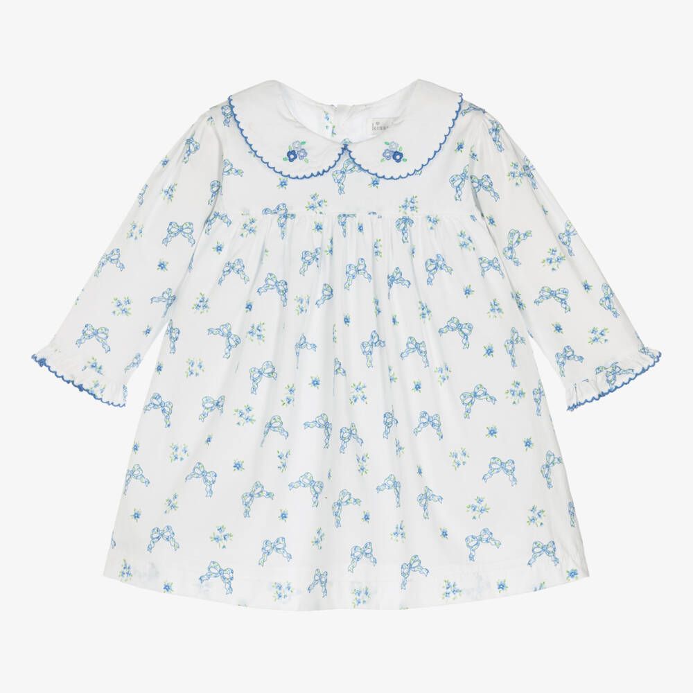 Kissy Kissy-Girls White Dress with Blue Bows | Childrensalon Outlet