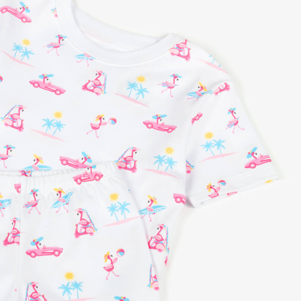 Kissy Kissy-ملابس نوم شاطئية بيضاء للبنات بنقشة الفلامنغو | Childrensalon Outlet