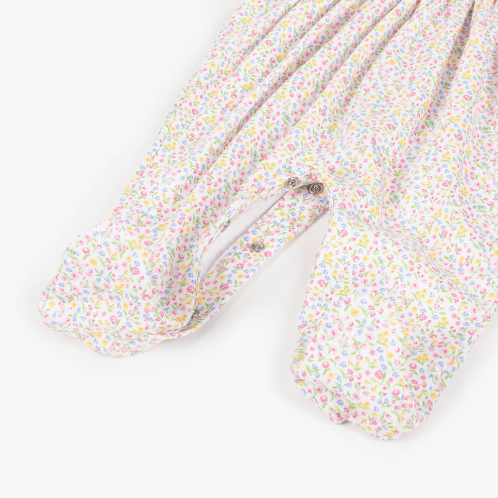 Kissy Kissy-Girls White Floral Cotton Babygrow | Childrensalon Outlet