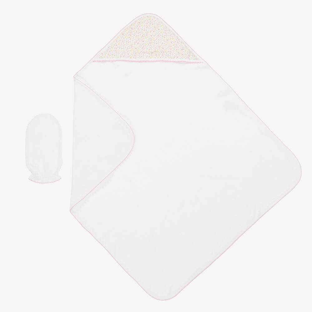 Kissy Kissy-Girls White Floral Hooded Bath Set | Childrensalon Outlet