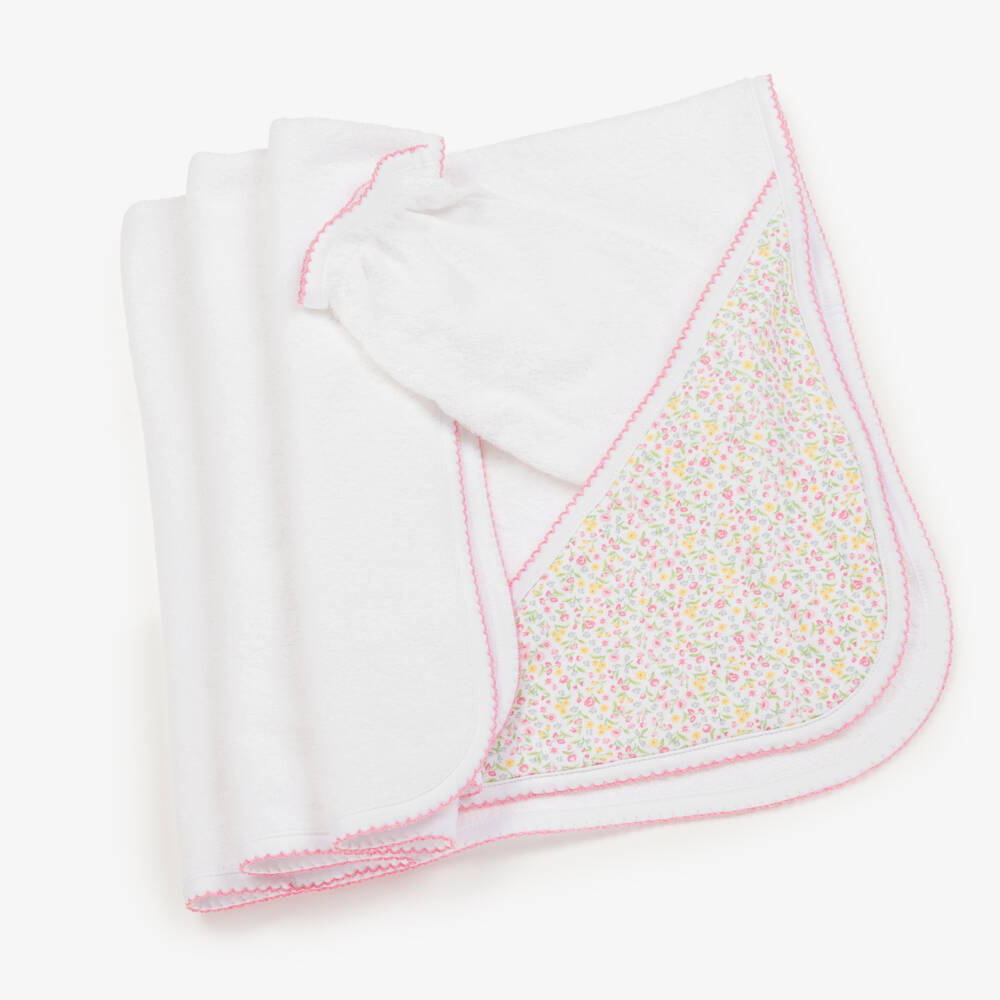 Kissy Kissy-Girls White Floral Hooded Bath Set | Childrensalon Outlet