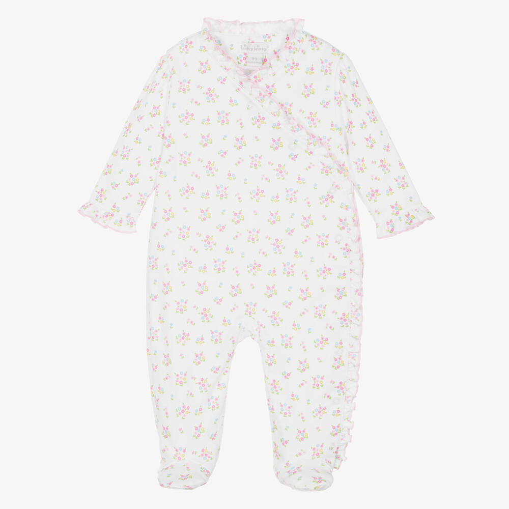 Kissy Kissy-Girls White Floral Pima Babygrow | Childrensalon Outlet
