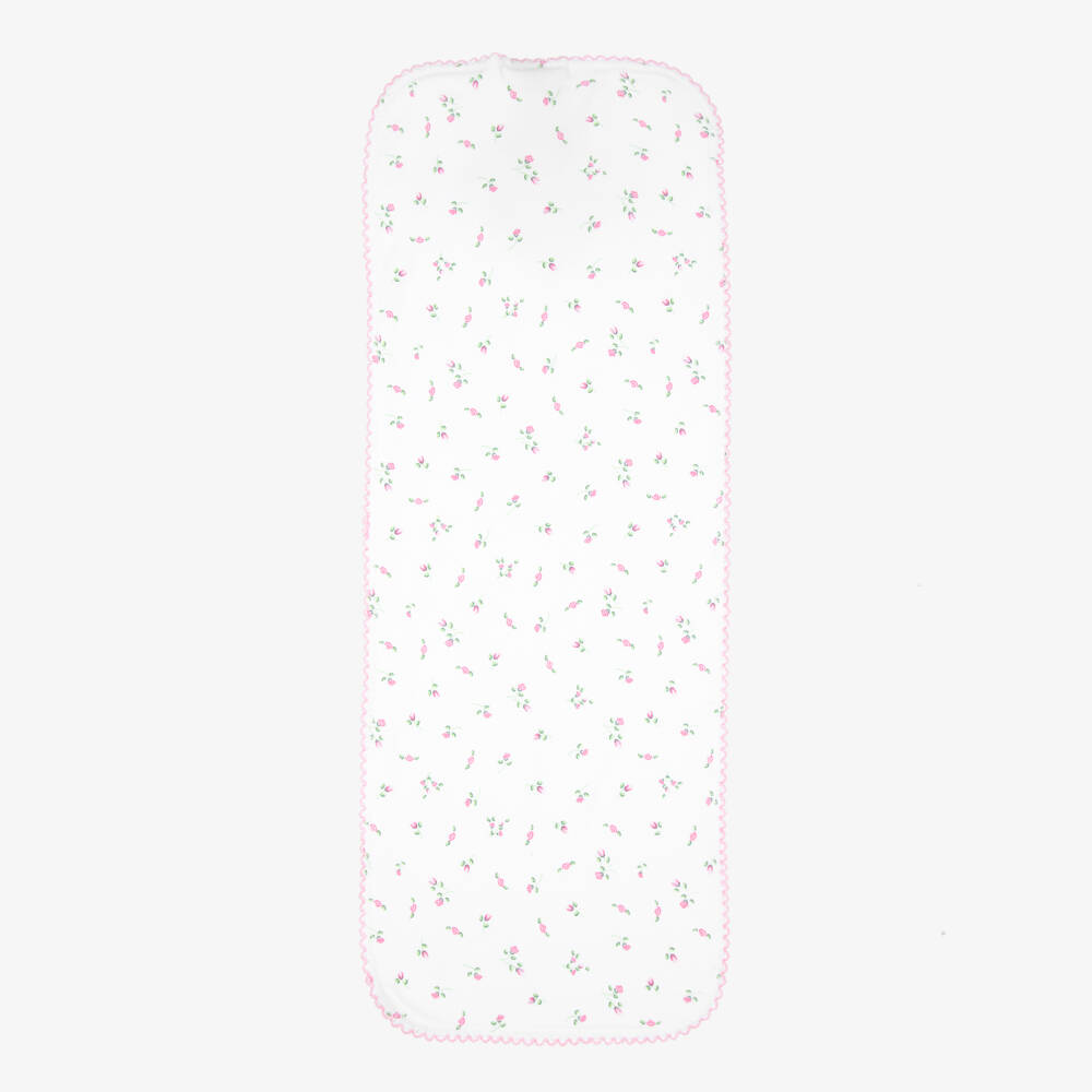 Kissy Kissy-Girls White Floral Pima Cotton Burp Cloth (48cm) | Childrensalon Outlet