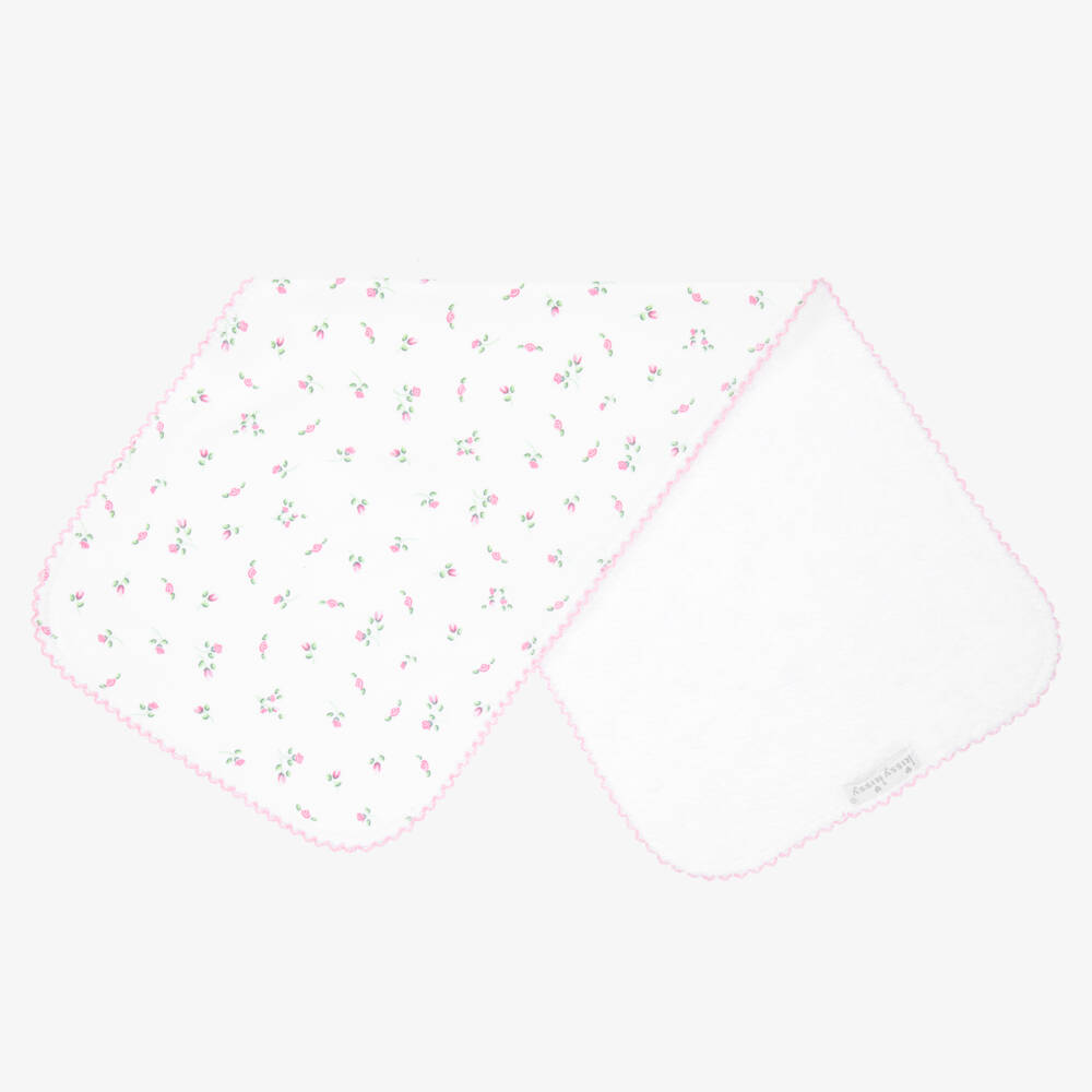 Kissy Kissy-Girls White Floral Pima Cotton Burp Cloth (48cm) | Childrensalon Outlet