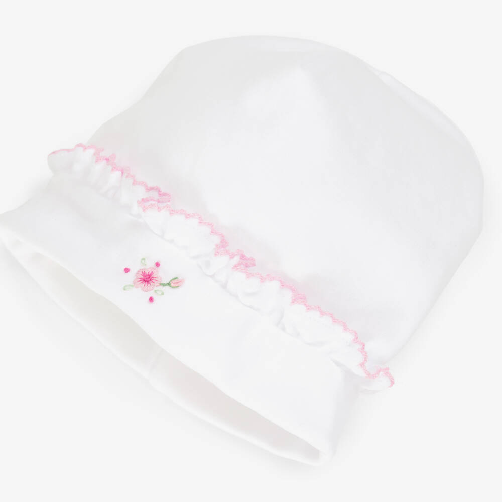Kissy Kissy-Girls White Floral Pima Cotton Hat | Childrensalon Outlet