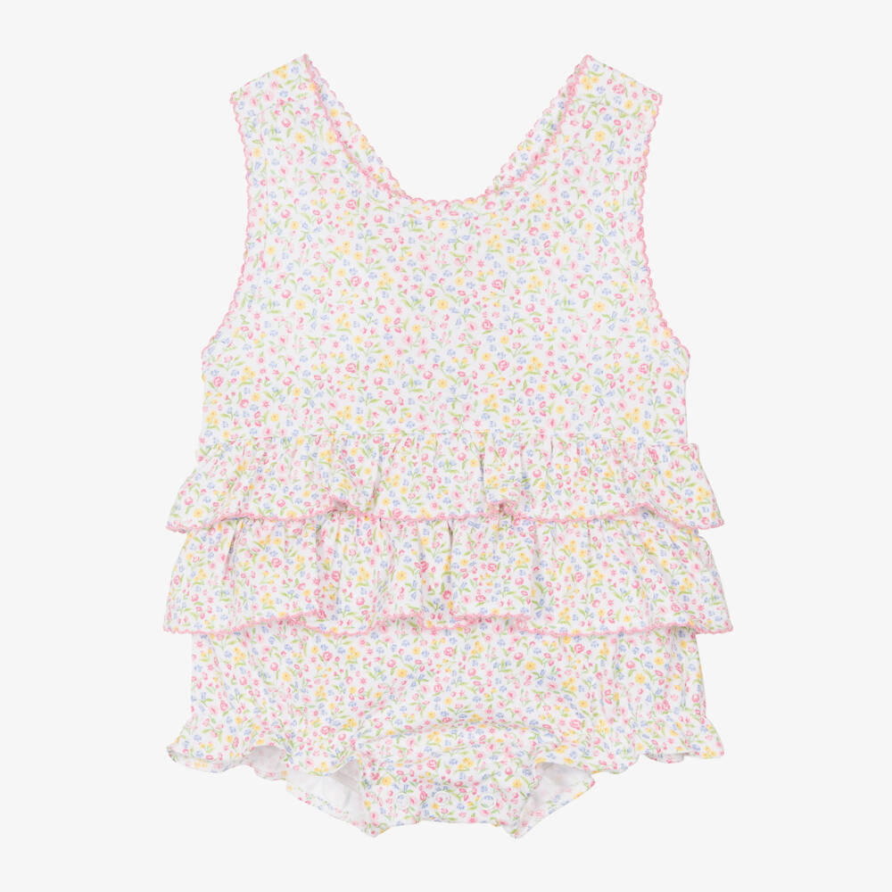 Kissy Kissy-Girls White Floral Pima Shortie | Childrensalon Outlet