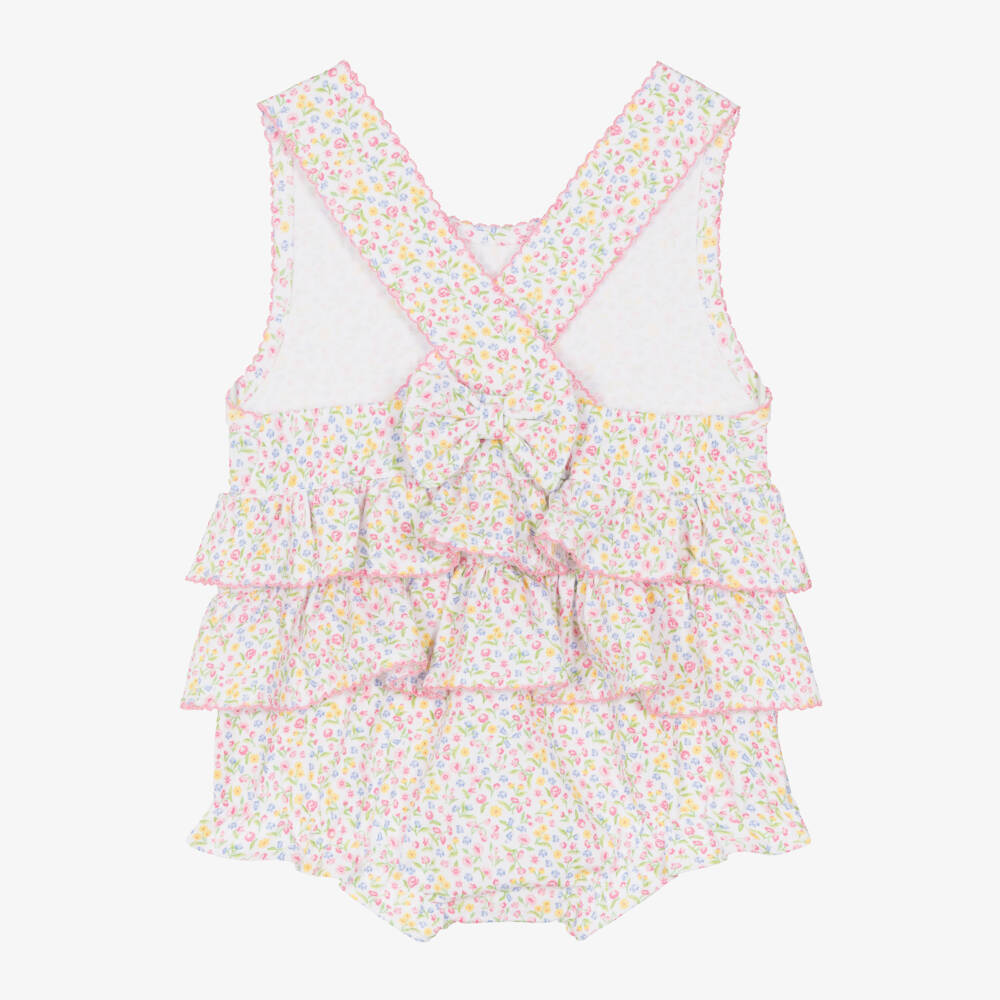 Kissy Kissy-Girls White Floral Pima Shortie | Childrensalon Outlet