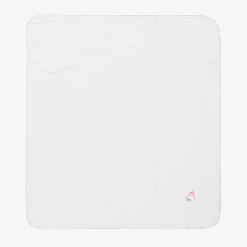 Kissy Kissy - Couverture blanche à cœurs (74cm) | Childrensalon