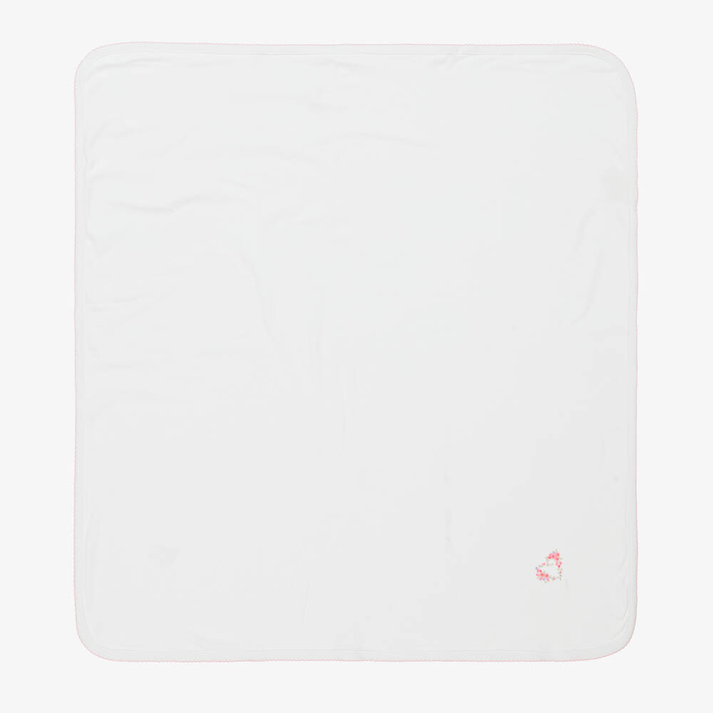Kissy Kissy-Girls White Hearts Abloom Blanket (74cm) | Childrensalon Outlet