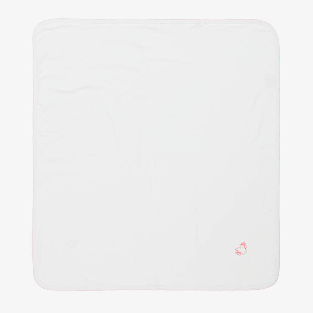 Kissy Kissy - Girls White Hearts Abloom Blanket (74cm) | Childrensalon