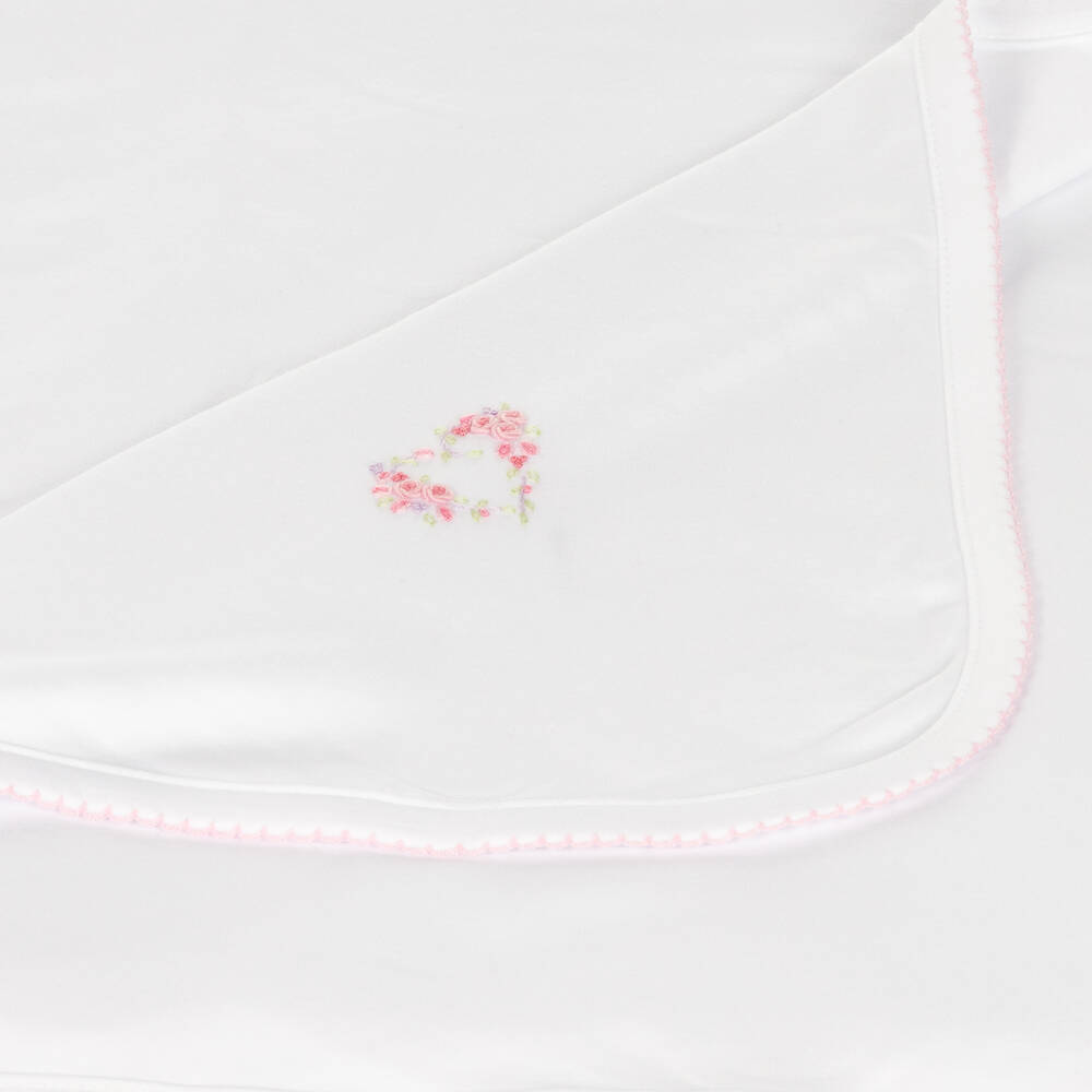 Kissy Kissy-Girls White Hearts Abloom Blanket (74cm) | Childrensalon Outlet