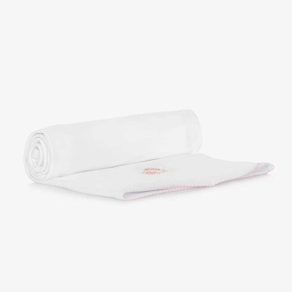 Kissy Kissy-Girls White Hearts Abloom Blanket (74cm) | Childrensalon Outlet