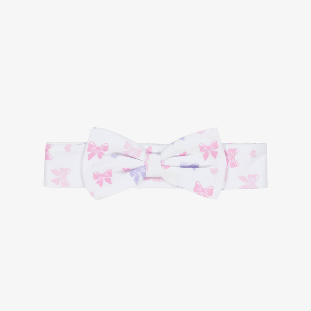 Kissy Kissy-Girls White Pima Cotton Bow Headband | Childrensalon Outlet
